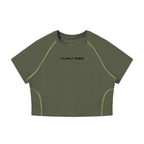Women's Contrast Stitch Raglan Crop T-Shirt